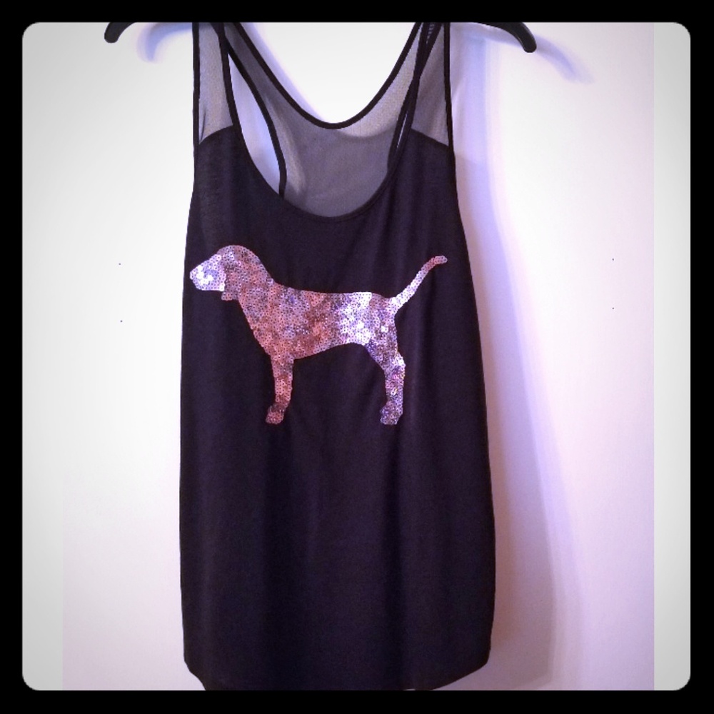 VS PINK Bling Tank With Mesh